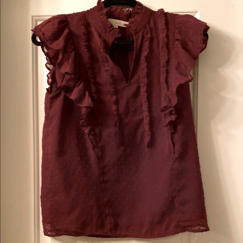 Ruffled Burgundy Women's Top